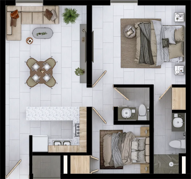 Planta Breeze con el Flex como cuarto de visitas